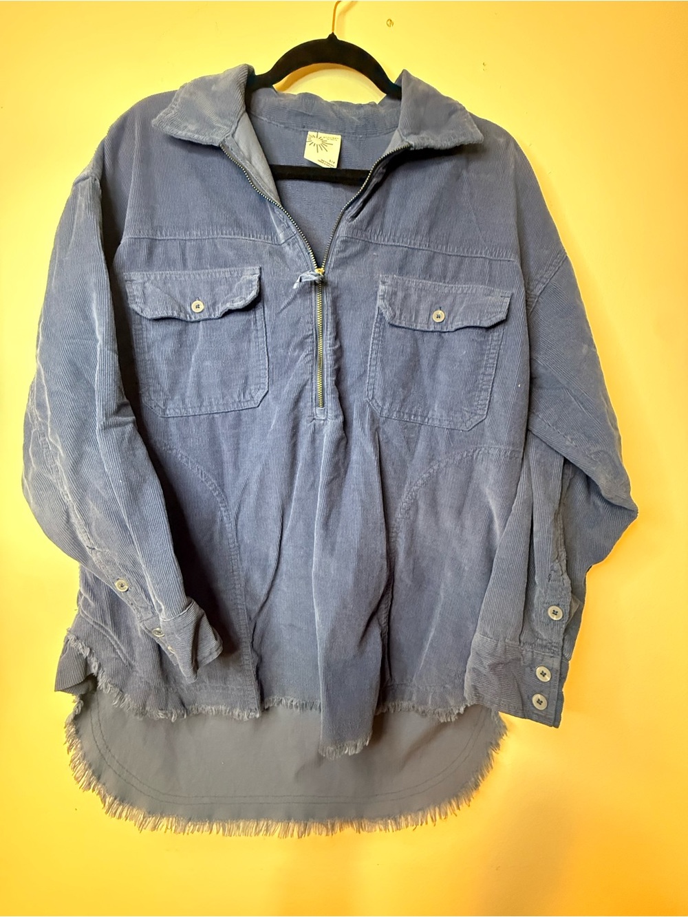 Offline By Aerie Washed Blue Corduroy Half-Zip Jacket